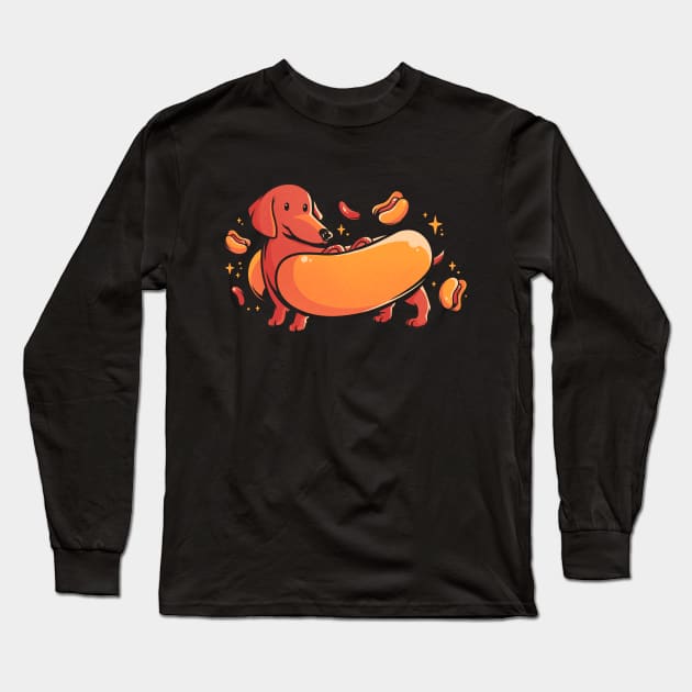 Hot Doggo - Cute Dachshund Dog Gift Long Sleeve T-Shirt by eduely